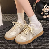 Silver Patchwork Platform Sneakers Women Thick Bottom Lace Up German Training Shoes Woman Spring Autumn Korean Non Slip Flats