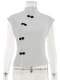 Fashion Women Short Sleeve Tops Tees Button Hollow Out Solid Slim Sheath Elegant Office Top Casual Cheongsam Inspired T-Shirt