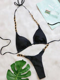 Halter Metal Chains String Micro Thong Bikini Women Swimsuit Female Swimwear Two-pieces Bikini Set Brazilian Bathing Suit Swim