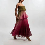 MsChuh Vestidos 2026 Woman Dress Vestido Dresses Spaghetti Strap Temperament Playful Gradient Ruffles Sleeveless Pleated Holiday