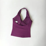 Sexy V-neck Cross Halter Neck Yoga Vest Sleeveless Sports Bra with Chest Pad Naked Sense Fitness Top with Beauty Back Design for