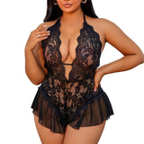 Plus Size Erotic Costume Women's Underwear Open Crotch Lace Babydoll Dress Dirty Sexy Lingerie Sex Clothes 1XL-4XL