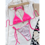 Sexy Leopard Printed Halter Brazilian Bikini Women Swimwear Female Swimsuit Two-Piece Bikini Set Bather Bathing Suit Swim V3681