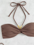 XS - L Halter Wrinkled Bandeau Bikini Female Swimsuit Women Swimwear Two-pieces Bikini Set High Cut Bather Bathing Suit Swim