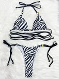 Zebra Leopard Wrap Around Halter Micro Mini Bikini Women Swimwear Female Swimsuit Two-pieces Bikini set Bather Bathing Suit Swim