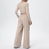 3 Pcs Women's Seamless Yoga Set Sports Fitness Gym Slim-Fit Long Sleeve & Tank Top Suits Workout Running Training Sets