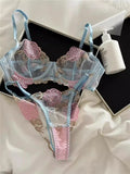 Pure Desire French Lace Bra Set Rose Embroidery Minimizer Wireless Comfort Support Full Bust Anti Sagging Breathable No Show USA