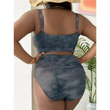 0XL - 4XL New Tie Dye Bikini Large Size Swimwear Plus Size Women Swimsuit Female Two-pieces Bikini set Bather Bathing Suit V5303