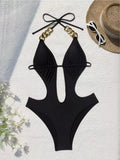 DEAK Sexy Deep V Neck Women Swimwear Hollow One Piece Swimsuit Women Backless Monokini Bathing Suit Beach Monokini Backless Lady