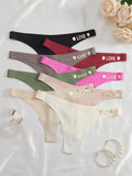 8PCS Seamless Underwear Letter Waistband Women's Panties Soft Girls Brief Sexy Lingeries Thong Solid Panty Female Intimate