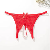 Hot Sexy Mesh Hollow Female Lingerie Transparent Crotchless Women Lace Open Crotch Beading Panties Underwear Erotic Costume