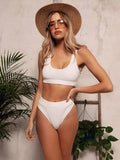 5 Colors Sexy Bikini Women Solid Knitted High Waist Swimwear Swimsuit Female Bikinis Set Bathing Suit Sport Bikini Taille Haute