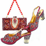Doershow Italian Shoes And Bag Sets For Evening Party With Stones Italian Leather Handbags Match Bags! HJK1-26