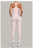 Women's Seamless Yoga Sets Sports Fitness Hip-lifting High Waist Pant Sleeveless Backless Suits Workout Running Leggings Sets