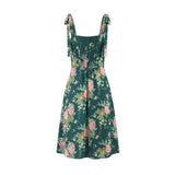 Floral Print Slim-fit Side-slit Camisole Dress For Women With Double Shoulder Straps And Semi-elastic Back Mid-length Skirt 9UCW