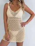 Women's Dress Women's Sexy Hollow Woven Suspender Skirt Hand Crochet Splicing Beach Bikini Smock Long Dresses for Women