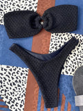 Wrinkled Fishnet Strapless Bandeau Bikini Women Swimsuit Female Swimwear Two-pieces Bikini set High Cut Bather Bathing Suit Swim