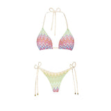 3Pcs Striped Bikini 2026 Bandeau Biquini Women Sexy Swimsuit Push Up Swimwear Female Mesh Pants Bathing Suit Cover Up Beachwear