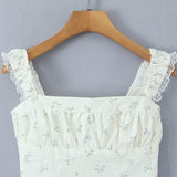 New French Casual Pure Desire Style Sexy Lace Sweet Spicy Girl Floral Print T-Shirt Backless Deep V Suspenders Sleeveless 8RXP