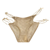 2026 Womens Briefs Sexy Love Mesh Transparent Low Waist Triangle Pants Thin Bow Knot Hollow Breathable Thongs Ruffled Panties