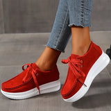 Yellow Lace Up Thick Bottom Sneakers Women Lightweight Wedges Platform Sport Shoes Woman Plus Size 43 Anti Slip Walking Shoes