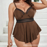 VigoJany 2026 Solid Patchwork Plus Size Tankini Women Push Up High Waist Big 2 Piece Swimsuit Backless Beach Large Bathing Suit