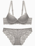 Hollow Lace Floral Sexy lingerie set Bow Padded Push Up women's bra Suitable for Small Busts sexy bras and panties