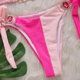 8 Colors Diamond Rhinestones Splicing Bikini Women Swimwear Female Swimsuit Two-Pieces Bikini Set Bather Bathing Suit Swim V5132
