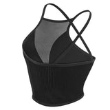 New Sexy Mesh Camisole Crop Top Corset Ribbed Backless Underwear Hot Fashion Women Casual BrassiereTank Top Bralette Lingerie
