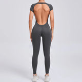One-piece Yoga Padded Backless Suit Female Rompers Quick Dry Yoga Clothing Workout Bodysuits Scrunch Sports Jumpsuit Women