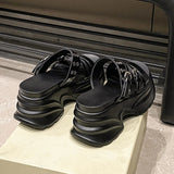 Summer Silver Chunky Platform Sandals Women Fashion Buckle Thick Bottom Slippers Woman Punk Wedges High Heels Sandalias Mujer