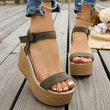 2026 Summer Chunky Platform Sandals Women Plus Size 43 Wedge High Heeled Sandals Woman Ankle Strap Thick Bottom Sandalias Mujer