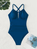 ZTVitality Sexy Solid Color Ruched One Piece Swimsuit 2026 New Arrival Padded Push Up Bandage Swimwear Women Summer Brazilian