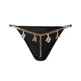 Flash Diamond Letter Pendant Design Thongs Low Waist Intimates Panties Women's Sexy Underpants Transparent Erotic Underwear