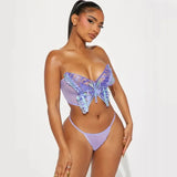 Toucheart Sexy Ultra Thin Perspective Underwear Set For Women Sexy Bra 2 Piece Set Butterfly Hollow Out Sexy Lingerie Set New