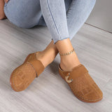Closed Toe Med Heels Slippers Women Fashion Buckle Wedge Heel Sandals Woman 2025 Summer Lightweight Casual Non-Slip Beach Shoes
