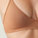 Seamless Ribbed Unlined Bra Women's Triangle Bralette No Underwire Plunge Cami Bra with Adjustable Spaghetti Strap