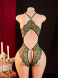 Hot Lingerie Sexy Bodysuit Open Crotch Adult See Through Clothes Perspective Lace Pajamas One Piece Crotchless Teddy BabyDoll