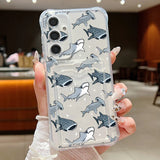 Sharks Case For Samsung Galaxy S25 Edge S22 S23 S24 Ultra S25 S24 FE A17 A56 A36 A26 A35 A55 A16 A15 Card Bag Clear Phone Cover