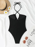 2026 Sexy Halter Swimsuit One Piece Hollow Swimwear Women Bathers Bathing Swimming Swim Suit Female Beachwear