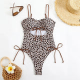 2026 Srappy Swimsuit One Piece Leopard Drawstring Swimwear Women Bathers Bathing Swimming Swim Suit Padded Beachwear Summer