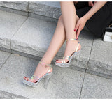 PVC Transparent Crystal Sandals Women Gold Silver Wedding Holographic Summer Jelly Shoes Ladies Thin High Heels Sandalias Mujer