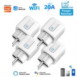 5PCS Smart Socket EU 20A Wifi Smart Plug With Power Monitoring Works with Tuya Smart Life APP Remote Control