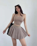 Preppy WOMENGAGA American Style Style High Waisted Slim Pleated Skirt For Women's Summer Ballet Skirt Fashion Women QI9Y