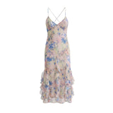 Sexy Backless Cross-strap Dress Elegant For Women With Stylish Design Ruffle Trim Slim Fit Fairy-style Beach Dress Charming FD1T