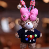 Original handmade cute girl heart bear pendant bag pendant colourful rope plush pendant doll dolls
