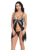 Toucheart Sexy Lingerie Set Women's Lace Nightgown Mesh See-through Suspender Dress Lace Patchwork Sexy Ultra Thin Pajama Set