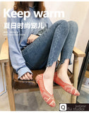 Spring and Autumn Flat Shoes Fashion Leisure Women's Flat Shoes Square Toe Knitting Elastic Comfortable Slip-on Boutique Shoes