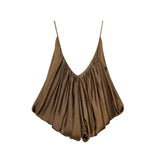 Women's Casual Fashion Silk Pleated Camisole Top Satin Camisole Top For Women Spaghetti Strap White Pink And Cream Colors 384X
