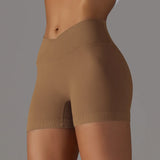 Summer V-waist peach hip lifting tight fitting three part pants, high waist yoga shorts, running speed drying seamless yoga pant